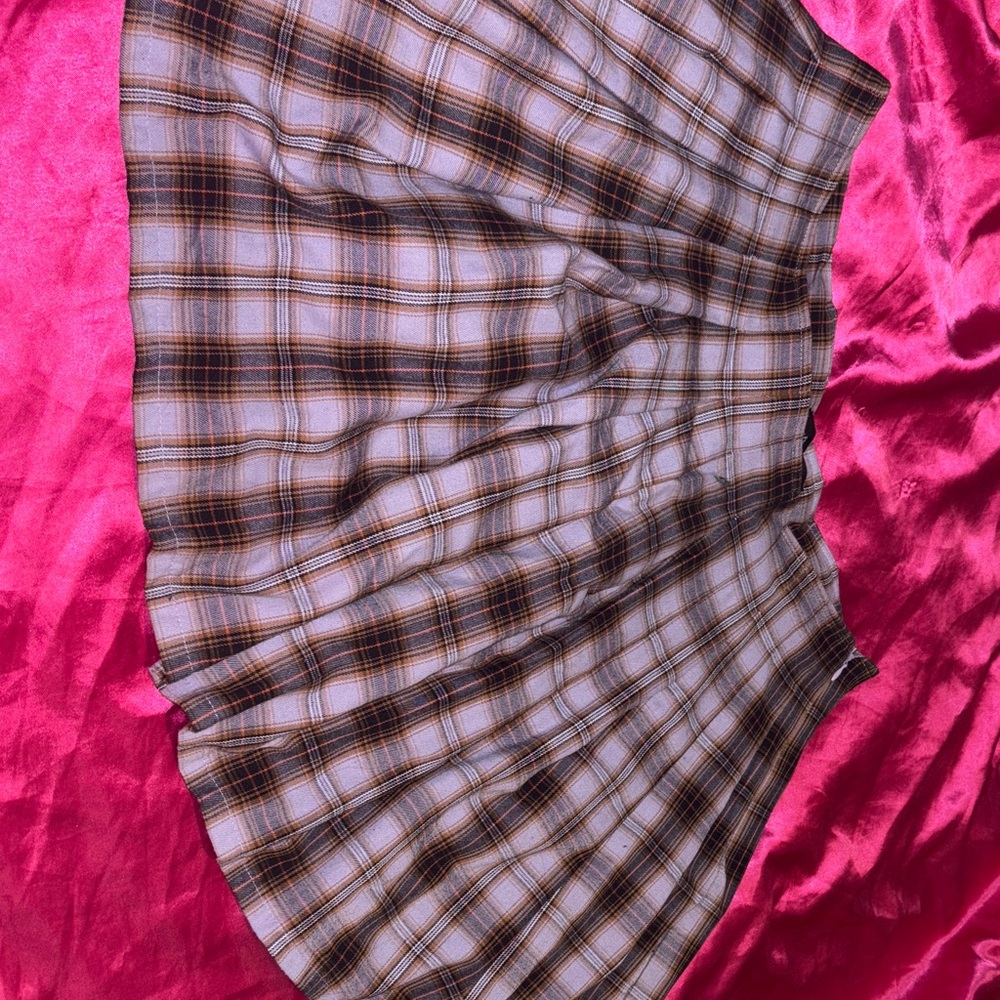 Forever 21 Brown Plaid A-Line Skirt